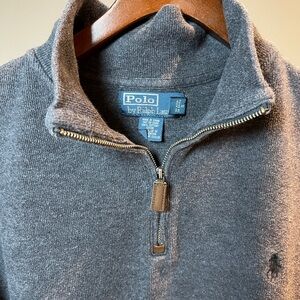Polo by Ralph Lauren Charcoal Zip-Up Sweater fits like a M/L